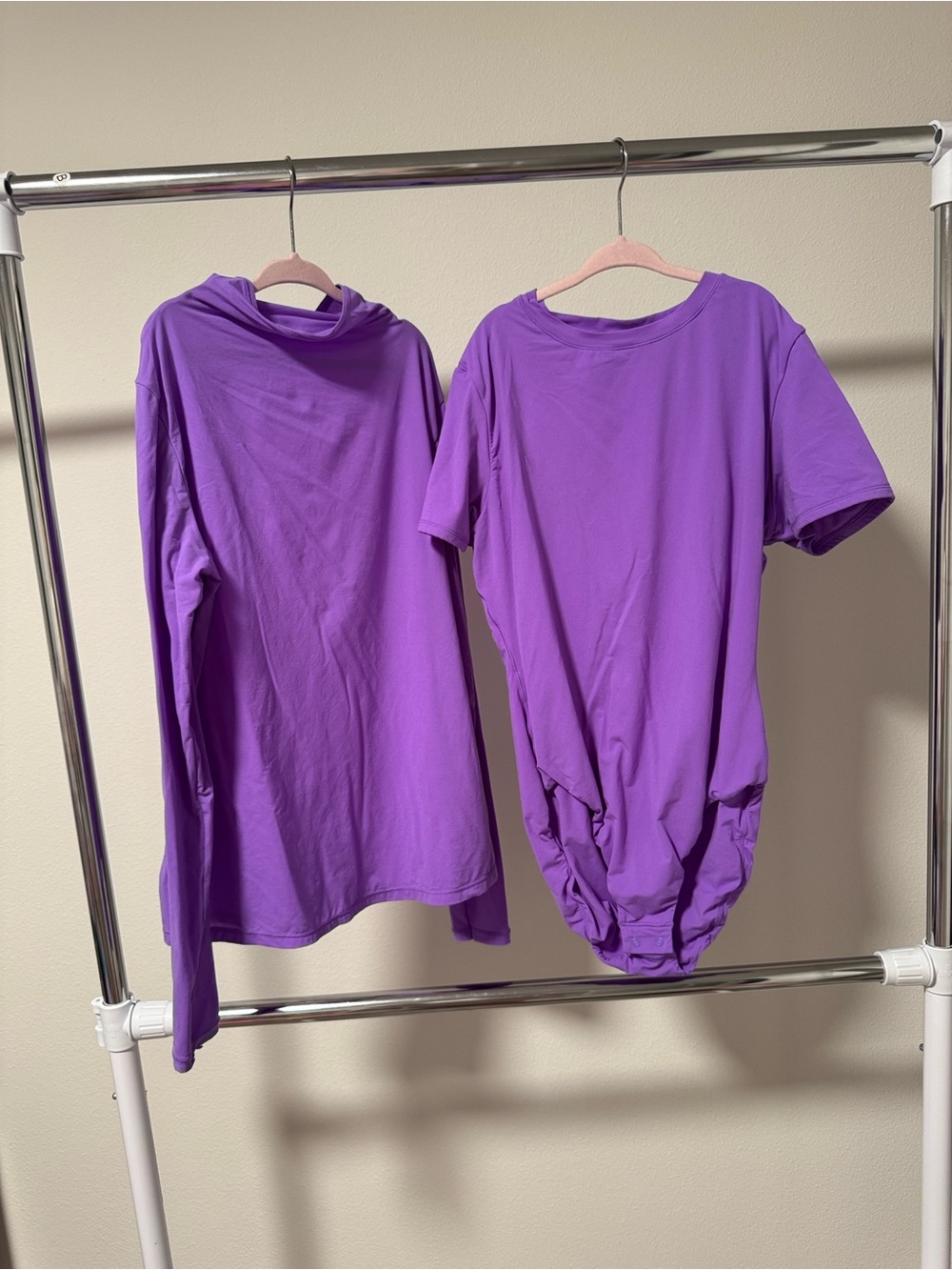 SKIMS t-shirt bodysuit crotch snap. And long sleeve crew neck size L for both